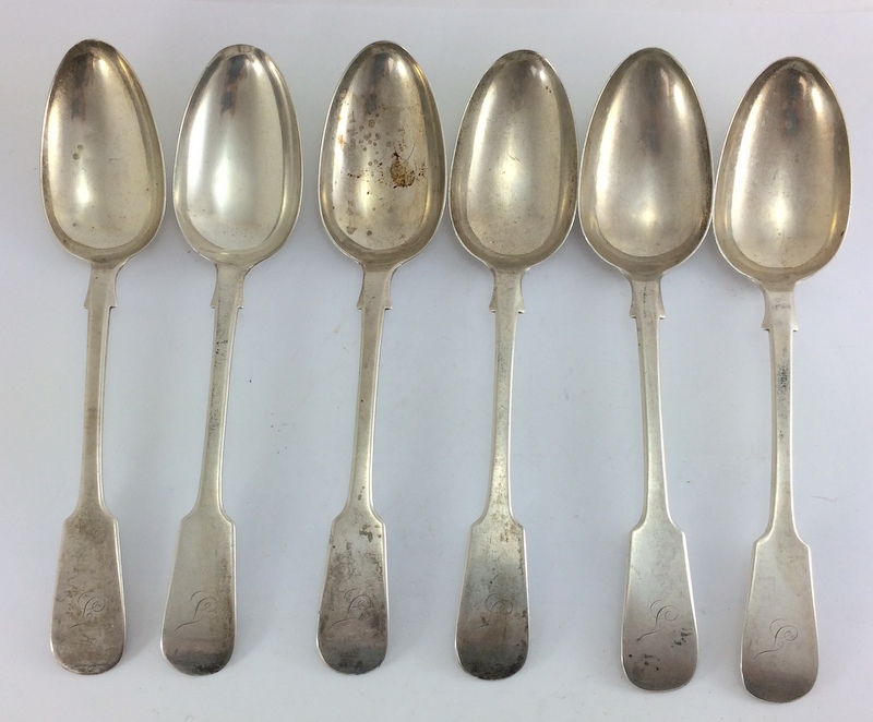 6 Silver Serving Spoons. Hallmarked Edinburgh 1849 by John Wilkie ...