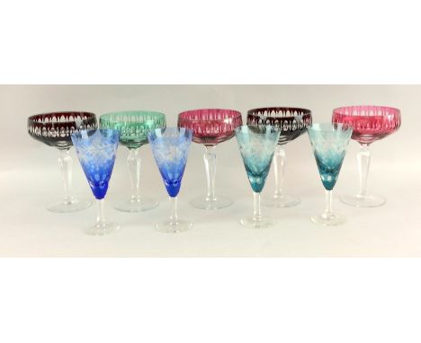 Collection of Bohemian Glasses (9) with decanter 