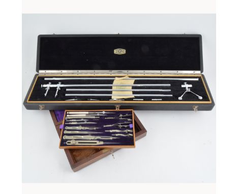 Box of drawing instruments and beam compass.