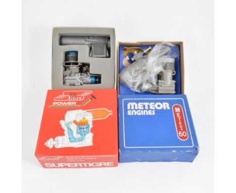 2 X 60 R/C glow engines METOR NIB and SUPER TIGRE used boxed, no papers.