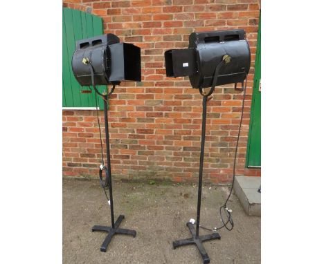 A PAIR OF VINTAGE FLOOR STANDING STAGE LIGHTS