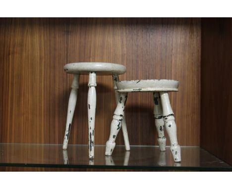 TWO VINTAGE MILKING STOOLS