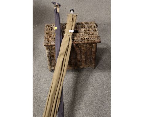 TWO VINTAGE FLY FISHING RODS AND A BASKET