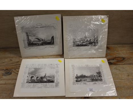 FOUR SMALL VINTAGE ENGRAVINGS OF LONDON BRIDGES TO INCLUDE WATERLOO BRIDGE