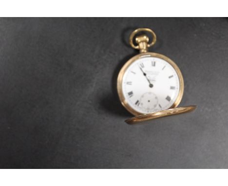 A GOLD PLATED FULL HUNTER MANUAL WIND POCKET WATCH A/F