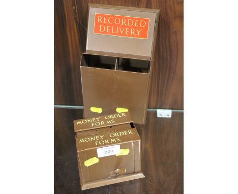 TWO VINTAGE METAL POST OFFICE ITEMS RELATING TO SPECIAL  DELIVERY ETC