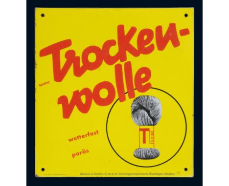 Trocken-Wolle, Zustand: 1-2, Esslingen, 30er Jahre, 40 x 43 cm, abgekantet, Ferro-Email, C. Robert Dold, Offenburg i. Baden, 