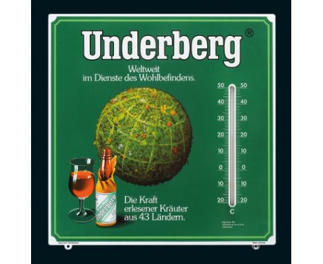 Underberg Thermometer, Zustand: 1+, Wien (AT), 70er Jahre, 47 x 47 cm, abgekantet, rein umgedruckt, Boos &amp; Hahn, Ortenber