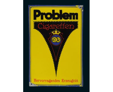 Problem Cigaretten, Zustand: 2/2-3, Berlin, um 1910, 33 x 50 cm, gewölbt, schabloniert, Ferro-Email, Aetz- u. Emaillierwerke 