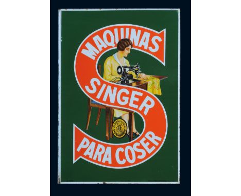 Singer Maquinas para coser Ausleger, Zustand: 1, Spanien, 30er Jahre, 36 x 51 cm, beidseitig gleich emaillierter Ausleger, Py