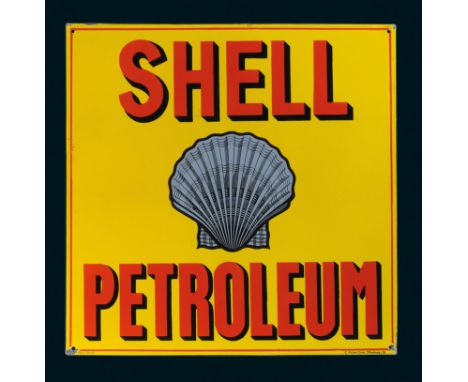 Shell Petroleum, Zustand: 1-2, Norwegen, um 1920, 88 x 88 cm, gewölbt, Ferro-Email, C. Robert Dold, Offenburg i. Baden, schab