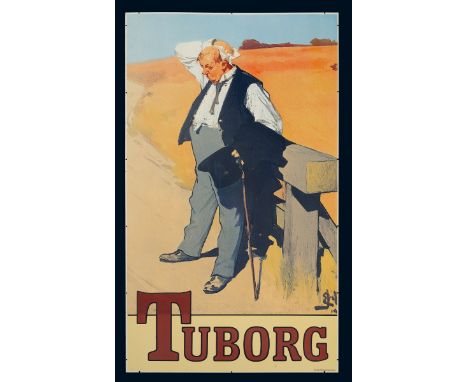 Tuborg "Der durstige Mann", Zustand: 1, Dänemark, 1983, 122 x 2,22 cm, flach, Pyro-Email, Boos &amp; Hahn, Ortenberg-Baden, S