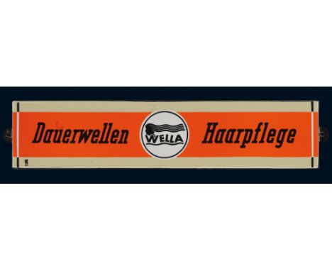 Wella, Zustand: 0, Darmstadt, 50er Jahre, 44 x 10 cm, abgekantet, Pyro-Email, Boos &amp; Hahn, Ortenberg-Baden, schabloniert 