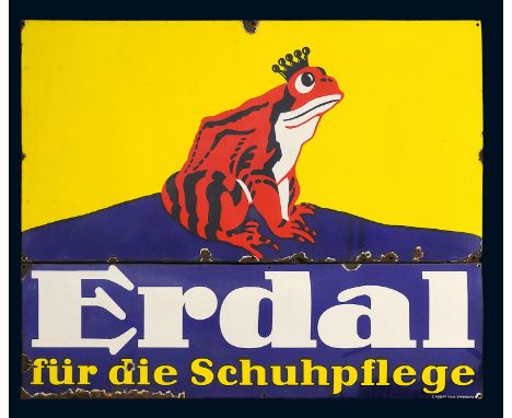 Erdal, Zustand: 2-3, Mainz, um 1920, 194 x 148 cm Gesamtmaß, Ferro-Email, C. Robert Dold, Offenburg i. Baden, schabloniert. Z