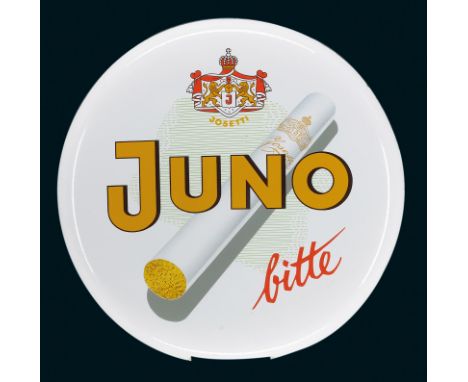Juno bitte, Zustand: 1, Hamburg, 50er Jahre, 55 cm Durchmesser, gewölbt, schabloniert und umgedruckt, unten Aussparung für ei