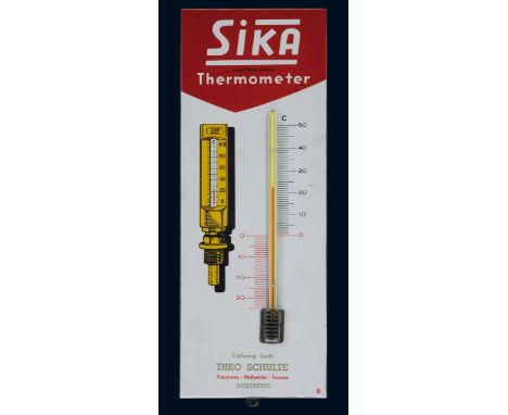 Sika Thermometer, Zustand: 1+, Dortmund, 50er Jahre, 18 x 48 cm, abgekantet, schabloniert und umgedruckt, Pyro-Email, Boos &a