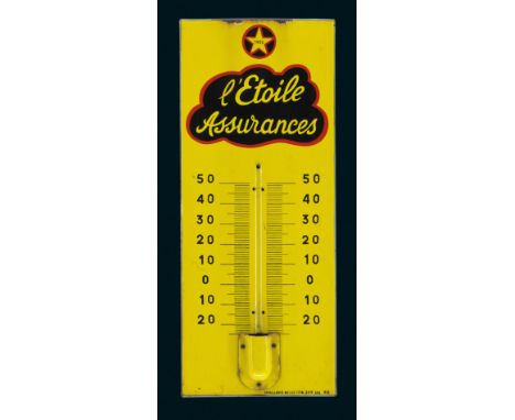 l'Etoile Assurances, Zustand: 2, Belgien, 1960, 21 x 52 cm, abgekantet, schabloniert und umgedruckt, Thermometer und Aufhänge
