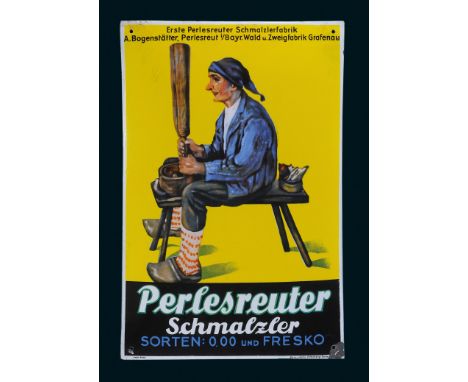 Perlesreuter Schmalzler, Zustand: 1/1-2, Perlesreut, 30er Jahre, 40 x 60 cm, gewölbt, Pyro-Email, Boos u. Hahn, Ortenberg/Bad