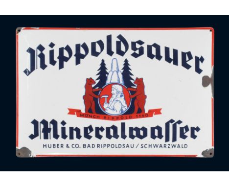 Rippoldsauer Mineralwasser, Zustand: 2, Bad Rippoldsau, 30er Jahre, 50 x 33 cm, gewölbt, Ferro-Email, C. Robert Dold, Offenbu