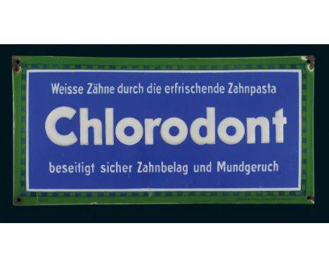 Chlorodont Weisse Zähne durch…, Zustand: 1-2, Dresden, 20er Jahre, 50 x 25 cm, gewölbt, Boos & Hahn, Ortenberg-Baden, dick, t