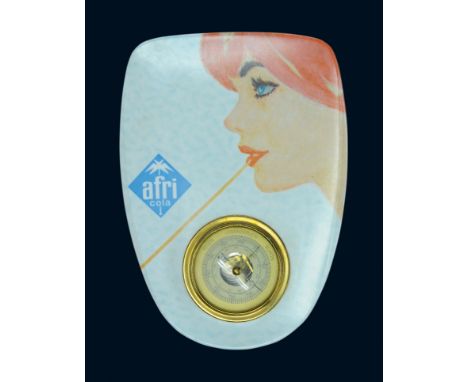 Afri Cola Wandteller Barometer, Zustand: 0, Köln, 50er Jahre, 15 x 21 cm, Kunststoffteller mit eingelassenem Barometer, Herst