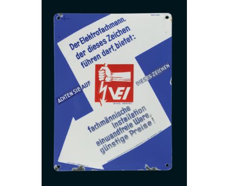 VEI Reichsverband, Zustand: 2, 30er Jahre, 24 x 33 cm, gewölbt, Ferro-Email, C. Robert Dold, Offenburg i. Baden, schabloniert