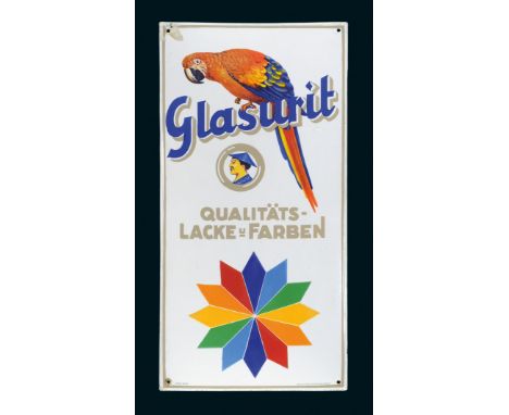Glasurit Qualitäts-Lacke u. Farben, Zustand: 1, Münster Westf., 30er Jahre, 40 x 80 cm, gewölbt, Pyro-Email, Boos &amp; Hahn,