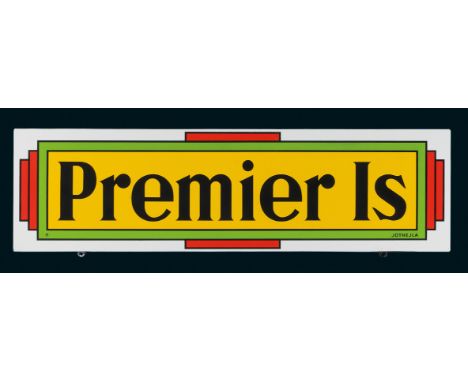 Premier Is, Zustand: 1+, Dänemark, 50er Jahre, 92 x 26 cm, abgekantet, Pyro-Email, Boos &amp; Hahn, Ortenberg-Baden, schablon