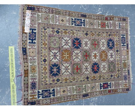 AN ANTIQUE CAUCASIAN RUG 142 x 108cm