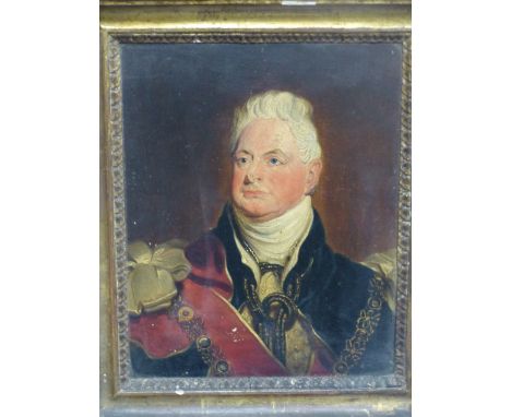 ENGLISH SCHOOL PORTRAIT OF WILLIAM IV. OIL ON BOARD. 26 x 21cms