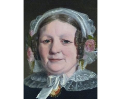 MID 19th CENTURY ENGLISH SCHOOL PORTRAIT OF A LADY.  OIL ON CANVAS 77 x 64 cms
