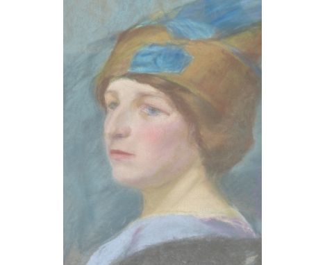 19th/20th C. CONTINENTAL SCHOOL, PORTRAIT OF A FASHIONABLE LADY, SIGNED INDISTINCTLY AND DATED 1912 PASTEL 65 x 45cms 