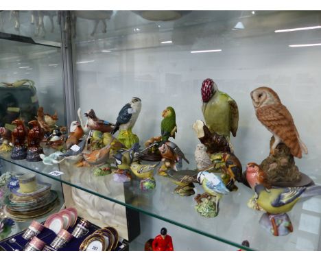 A LARGE COLLECTION OF BIRD FIGURES TO INCLUDE BESWICK,TWO PETER THOMSON SCOTCH WHISKY ADVERTISING FIGURE, ROYAL DOULTON WHYTE