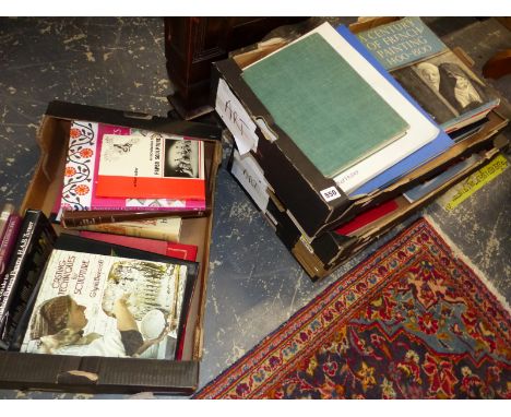 FOUR BOXES OF INTERESTING VINTAGE ART AND ANTIQUE RELATED BOOKS. 