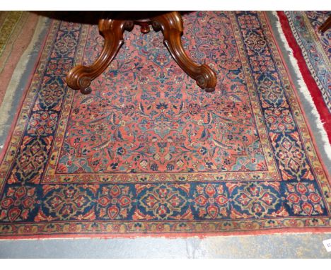 AN ANTIQUE PERSIAN KESHAN RUG 211 x 130cm