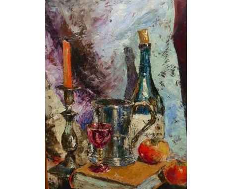 •RONALD OSSORY DUNLOP (1894-1973)  ARR.  TABLE TOP STILL LIFE, SIGNED.  OIL ON BOARD61 x 40cms