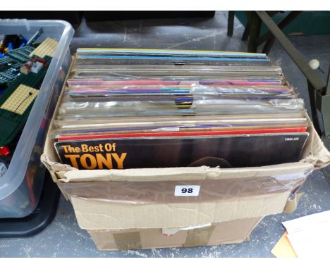APPROX 50 LP RECORDS TO INCLUDE ELECTRIC LIGHT, BOWIE, ABBA, FLEETWOOD MAC, KING CRIMSON ETC. 