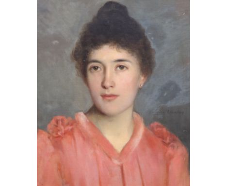   Ida Silfverburg (Finnish, 1834-1899)Portrait of a lady in pinkOil on canvasSigned44 x 36cm. 