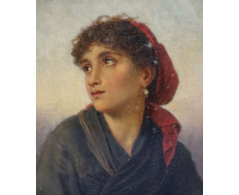   19th Century English SchoolPortrait of a gypsy girlOil on canvas34 x 29cm. 