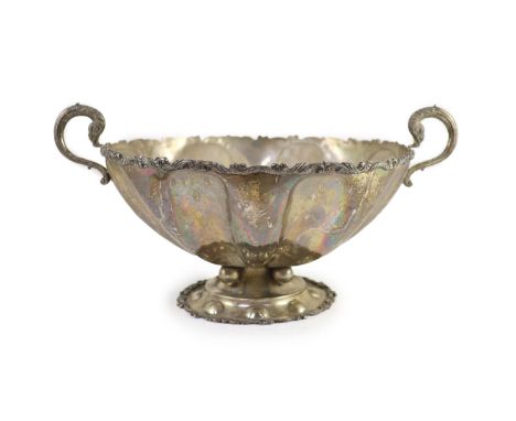   A large Mexican sterling silver two handled pedestal punch bowl,diameter 42.9cm excluding handles, 108.5oz, together with a