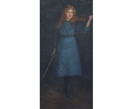   Thomas Binney Gibbs (1870-1947)Red-haired girl playing a violinOil on canvasSigned and dated 191361 x 31cm. 