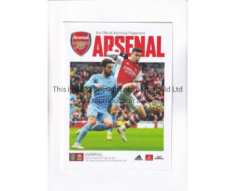 2022 LEAGUE CUP SEMI-FINAL / ARSENAL V LIVERPOOL      Outer covers for the scheduled match at Arsenal 6/1/2022 which was post