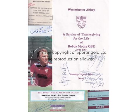 BOBBY MOORE      Four items relating to the passing of the England and West Ham United legend:- Service of Thanksgiving for t