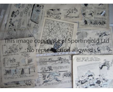 ERIC THOMPSON / 1950'S FOOTBALL CARTOONIST      Fifteen original hand drawn football related cartoons on card by Eric Thompso