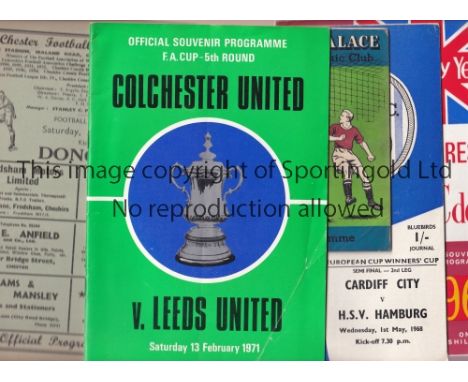 FOOTBALL PROGRAMMES   Over 400 programmes from the 1950s onwards. Good variety of clubs and seasons. Several early League Cup