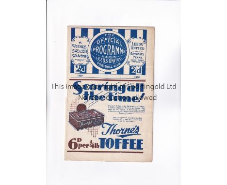 1930 FA CUP SEMI-FINAL AT LEEDS UNITED / ARSENAL V HULL CITY     Programme for the tie at Elland Road on 22/3/30. Slightly cr
