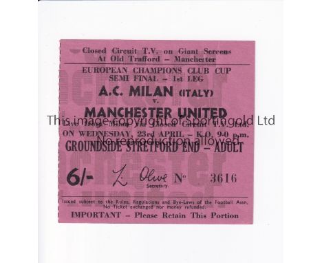 TICKET 1967 MANCHESTER UNITED V HIBERNIANS MALTA     Ticket for the European Cup game at Old Trafford on 20/9/67.   Good