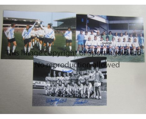 DERBY COUNTY AUTOGRAPH     Three signed 12 x 8 photos, to include the 1974/75 First Division winning squad posing with their 