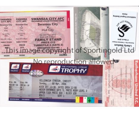 SWANSEA CITY      Five tickets: away v Rotherham United 6/5/2000 in which a supporter died, unused ticket for the F.L. Trophy