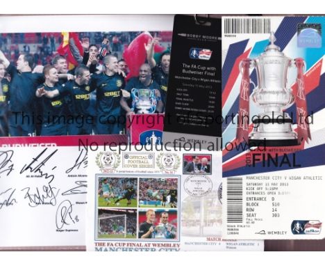 2013 FA CUP FINAL / MANCHESTER CITY V WIGAN   A VIP hardback programme 849 of 2200, a team sheet, menu, three different ticke